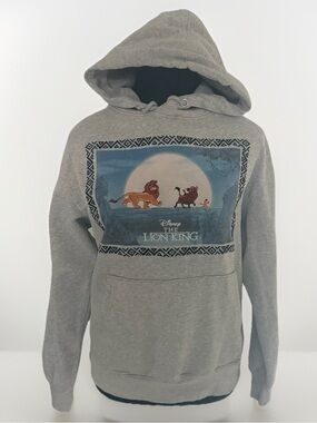 Disney Lion King Gray Embroidered Hoodie Simba Pumbaa Timon